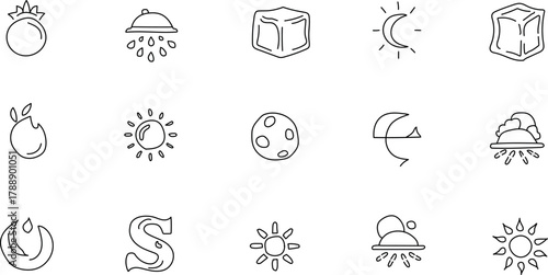 Weather icons line doodle vector illustration set