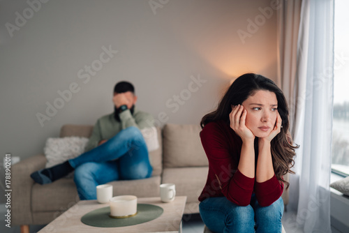 Couple facing relationship problems, experiencing conflict and distance