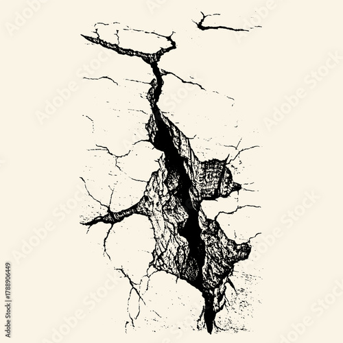 Deep Crack in Textured Surface.