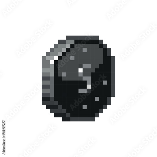 Silver coin pixel art. Pixel art silver coin Icon with letter S and 3D effect. Vector illustration