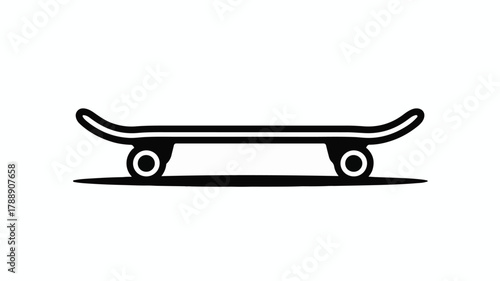 Sleek black skateboard illustration on a clean white background, ready for action