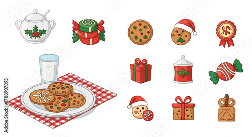 Christmas cookies and treats with milk
