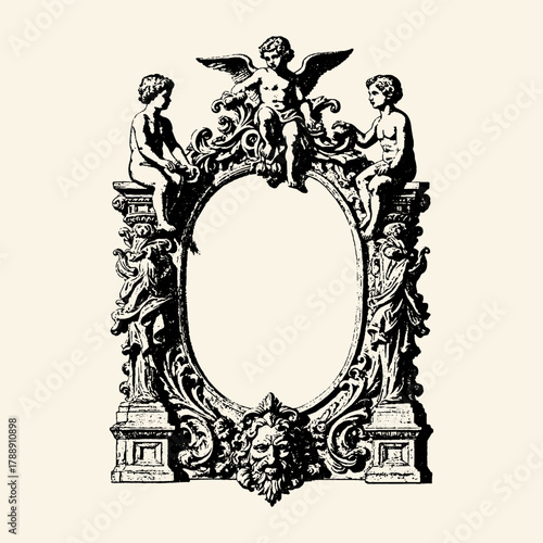 Ornate Baroque Frame with Cherubs and Medusa.