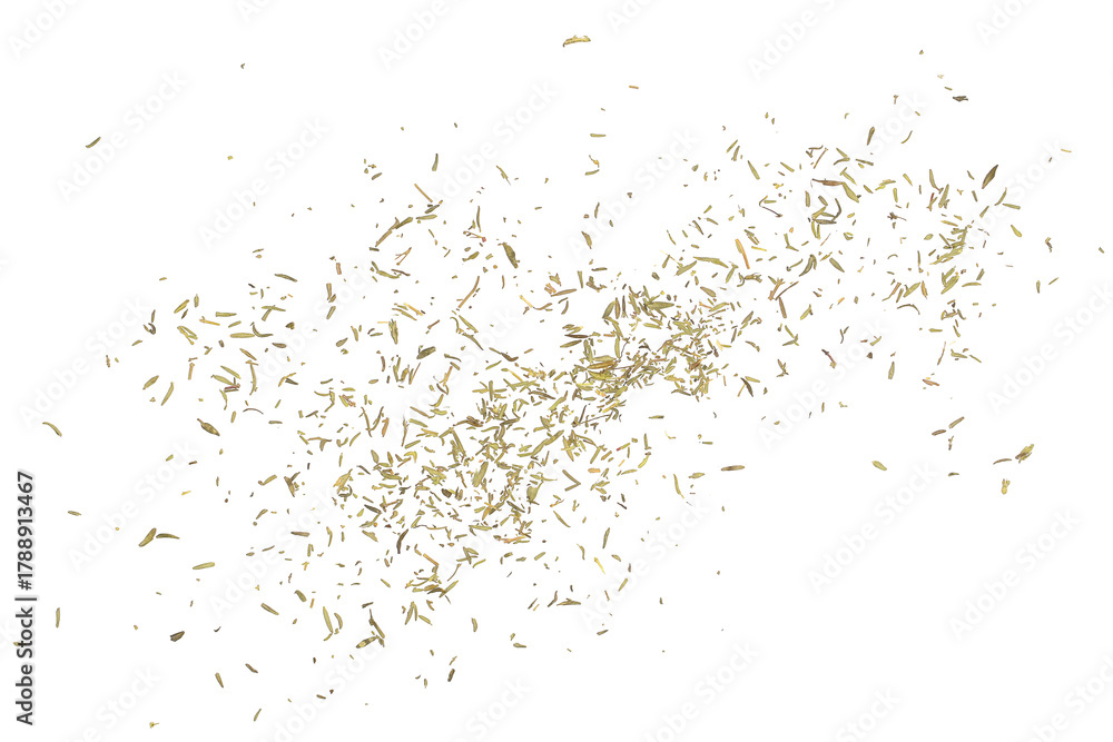 Obraz premium dried thyme pile flying, isolated on white background, clipping path