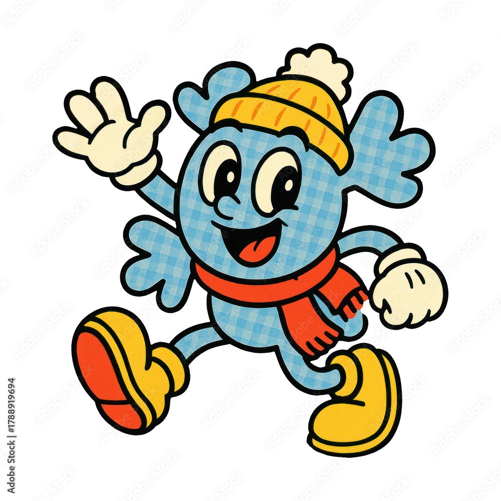 Naklejka premium PNG Cheerful cartoon snowflake character