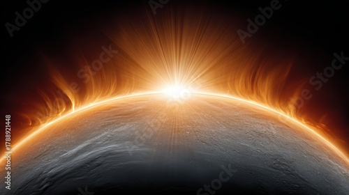 Space Sunrise Stock Image: Science & Technology Backgrounds, Abstract