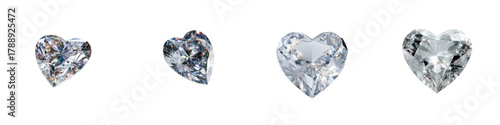 Sparkling heart shaped gemstones, elegant jewelry design elements with precious stone cuts, perfect for Valentine's Day promotions or high end luxury branding concepts