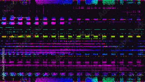 Colorful Glitch Screen Effect. Abstract Technology Background