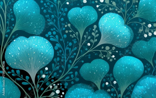 Blue and white floral pattern with a blue background. The flowers are large and the background is dark blue