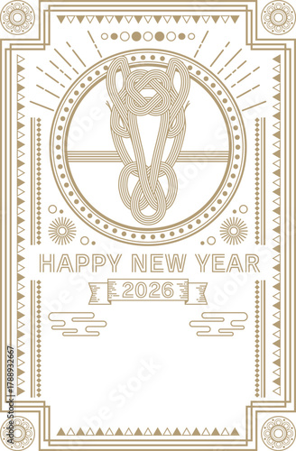 おしゃれシンプルな2026年午年年賀状
