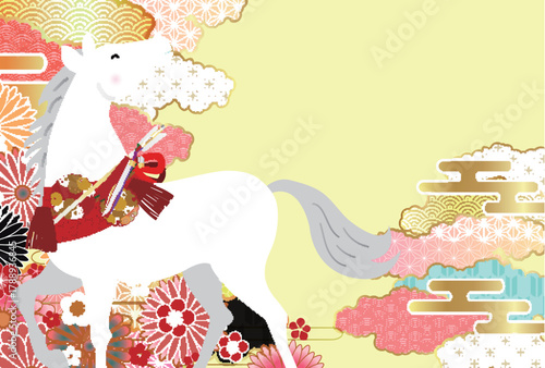 午　年賀状　干支　背景