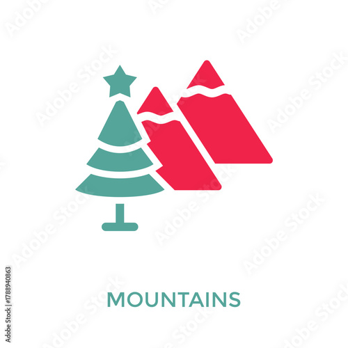 Mountains Icon Dual Tone Style. Vector Illustration For Graphic Design