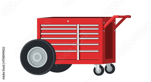 Red Rolling Toolbox with Drawers and Wheels for Mechanic and Garage Storage