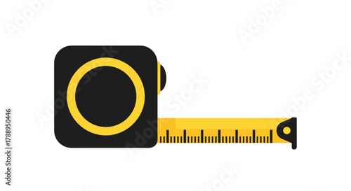 Yellow Measuring Tape for Construction and DIY Projects Isolated on White Background Flat Design Vector