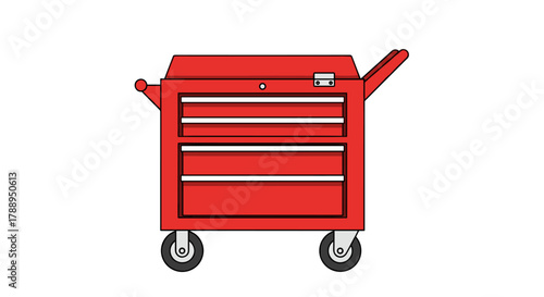 Red Rolling Tool Chest With Drawers For Workshop And Garage Storage Solutions Isolated On White Background