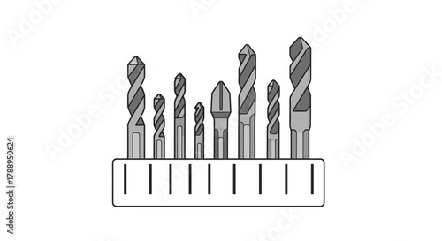 Set of various metal drill bits and tools isolated on white background for construction and DIY projects