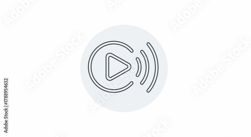 Play Button Icon with Sound Waves Symbol.