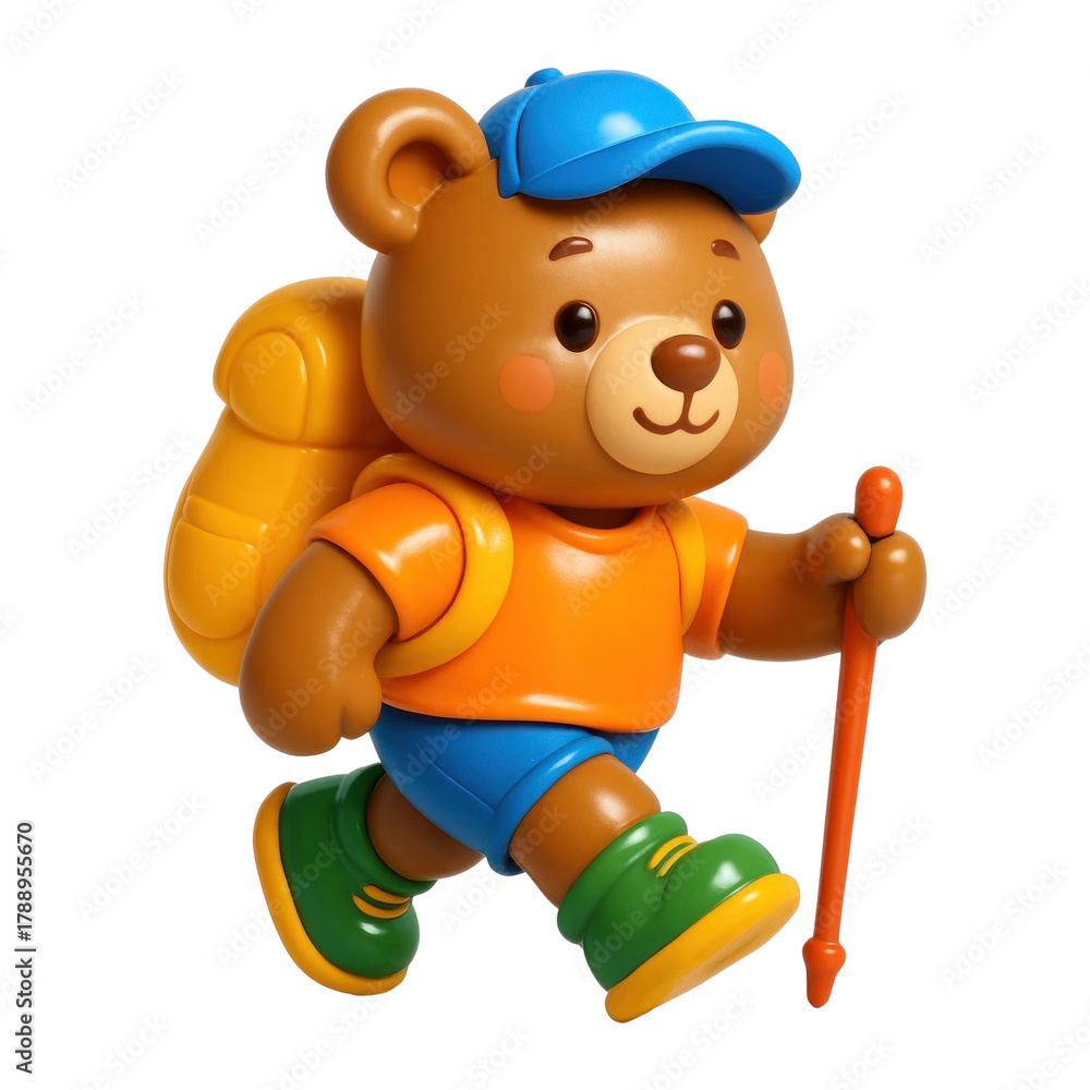Fototapeta premium PNG Cute bear hiking adventure illustration.
