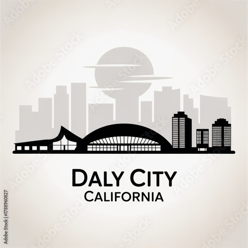 ‎Daly City California Skyline Silhouette — The Gateway to San Francisco’s Skyline Vector Illustration