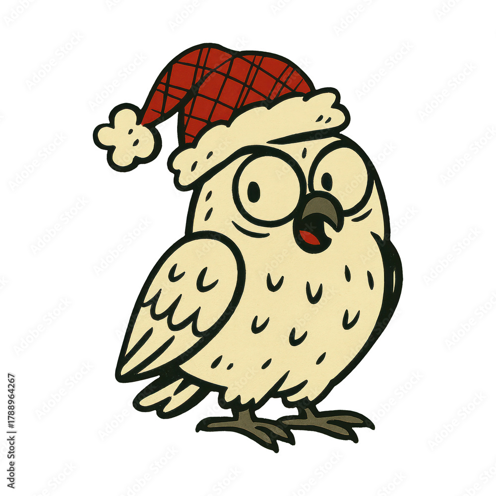 Obraz premium PNG Festive owl wearing Santa hat