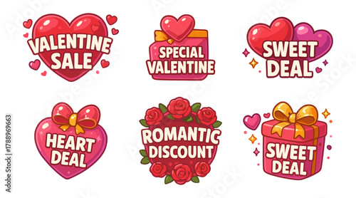 Valentine discount cartoon badges, romantic sales