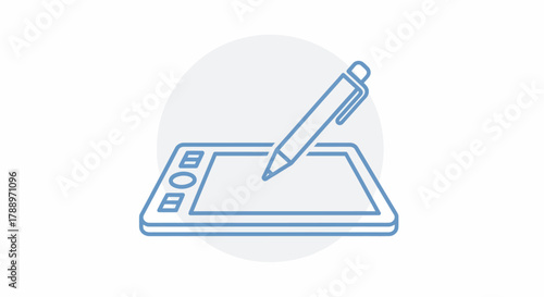 Digital Drawing Tablet and Stylus Icon for Creative Design.