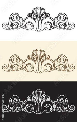 Calligraphic vintage swirl ornate elements vector illustration
