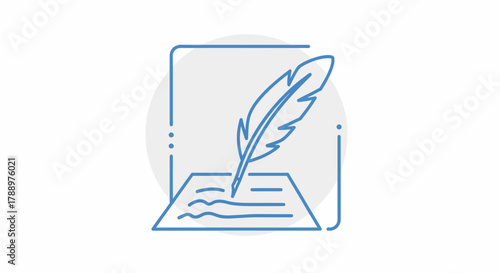 Elegant Feather Pen Writing on Paper Illustration.