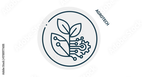 AgroTech Icon Symbolizing Modern Agriculture and Technology Integration.
