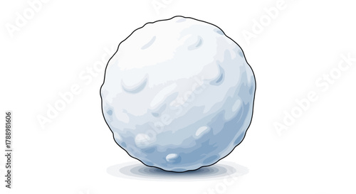Detailed vector illustration of a round snowball for winter games and holiday fun. Cold, icy sphere of packed snow isolated on a white background for design