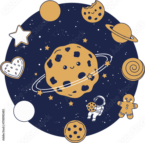 Cookie Solar System with Planets, Astronaut, and Sweet Treats