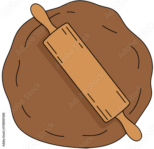 Wooden Rolling Pin on Dark Chocolate Cookie Dough