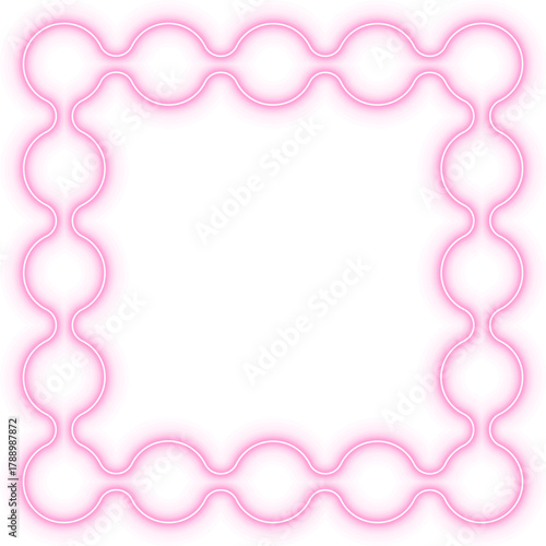 Square border configuration of gradient neon circles outlining a geometric modular frame.