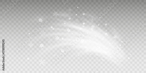 Stock vector illustration falling snow. Snowflakes, snowfall. Transparent background. Fall of snow.