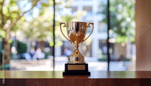 Celebrate achievement with this stunning gold trophy, perfect for recognizing success in business, sports, or academics, symbolizing victory and accomplishment