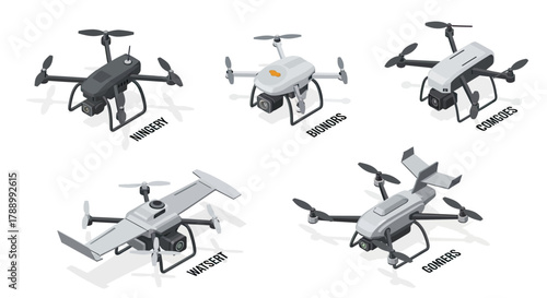 Collection of Modern Drones for Aerial Photography.