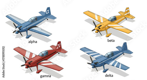 Colorful Small Airplanes Set for Aviation Enthusiasts.