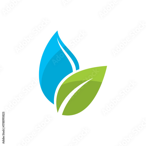 leaf and water logo vector icon