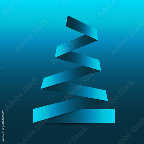 Abstract Christmas Tree Spiral in Blue Gradient. Holiday Graphic for Seasonal Design and Decoration. Suitable for holiday-themed designs, seasonal branding, greeting cards, or festive digital content.