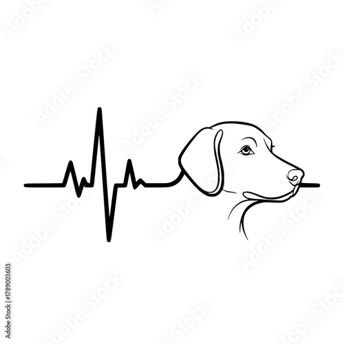 A dog heartbeat line art, a unique portrayal of canine love and loyalty in a minimalist design. vector illustration