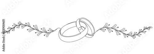 Vector illustration of couple's wedding rings in line art style