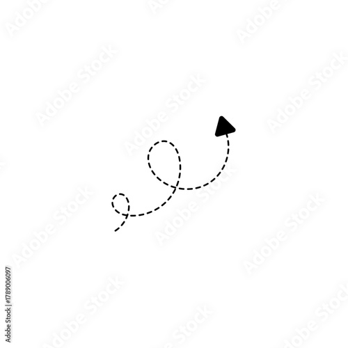 Curvy upward-moving arrow with a distinctive dotted line path, symbolizing progress, direction, and an elegant graphic design element for various projects