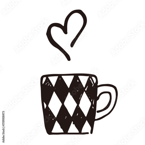 可愛いマグカップの線画イラスト