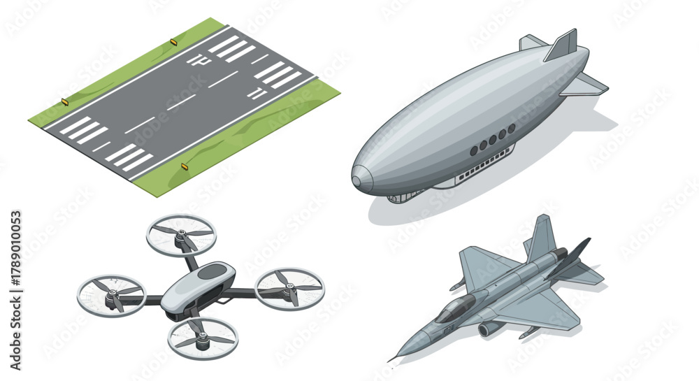 Fototapeta premium Various Aircraft and Drone Technology Collection.