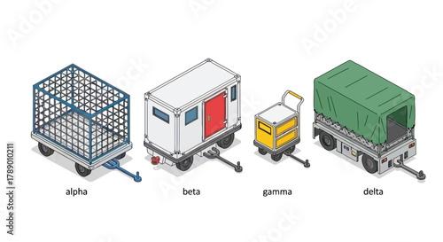 Various Types of Cargo Containers and Equipment.