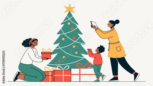 Family christmas celebration decorating tree gifts holiday season festive joy togetherness memory making