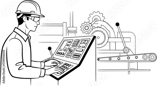 Machine operator vector ilustration 