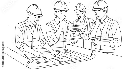 architects working on project vector ilustration 