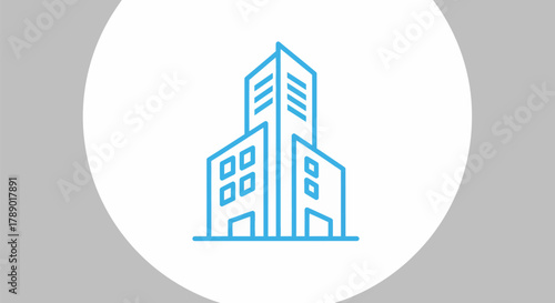 Modern Office Building Icon with Geometric Design.