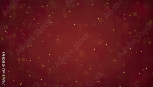 Red background with glowing golden bokeh lights creating warm and cozy festive atmosphere